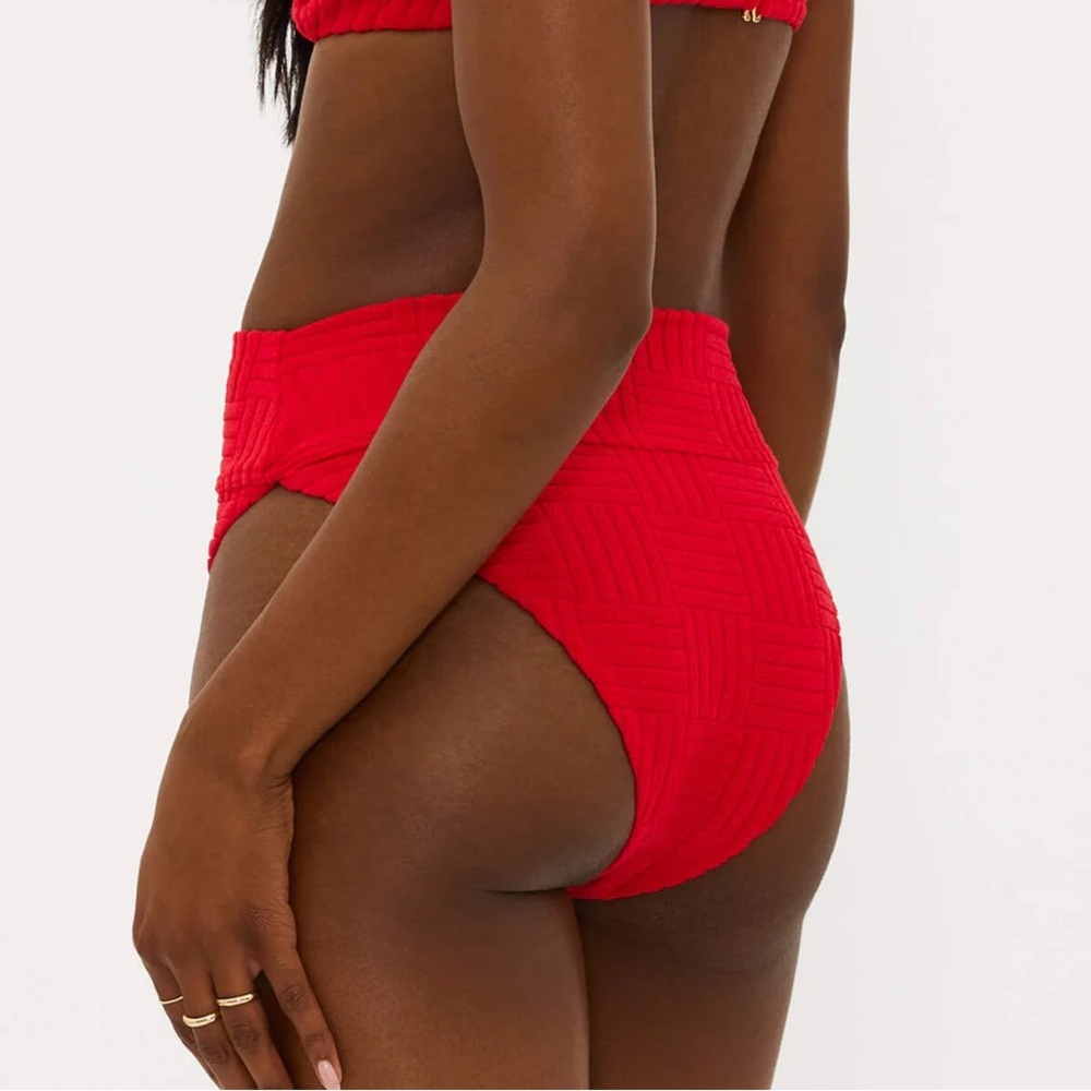 Beach Riot Red Textured High-Waist Bikini - Picture 3 of 7